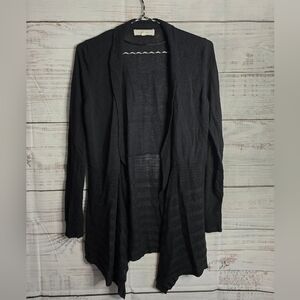 Pointelle Womans Size Small Open Front Black Longsleeve Cardigan